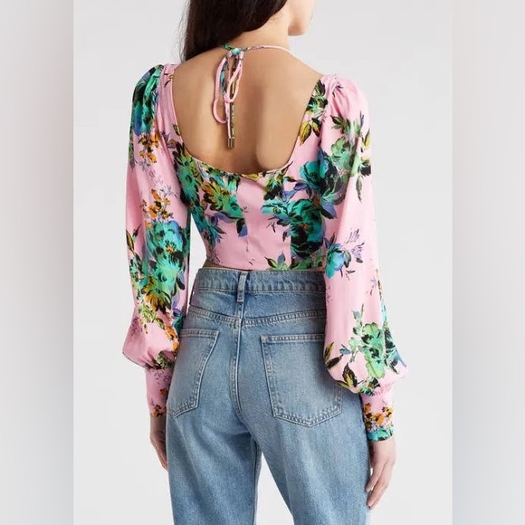 AFRM Tara Long Sleeve Crop Top Pink Size Large - Picture 2 of 7